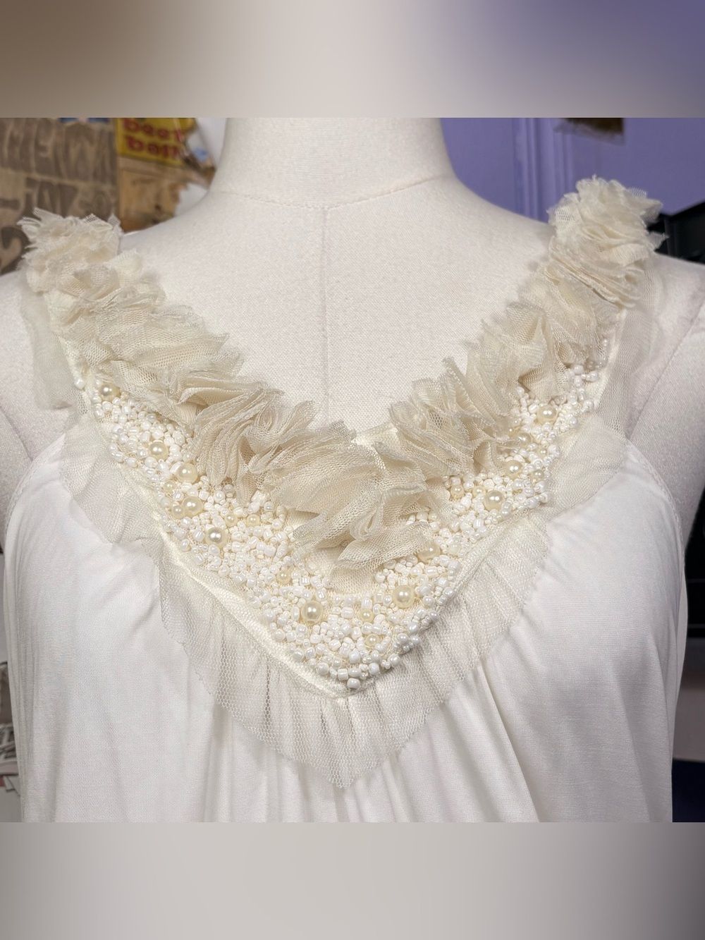 Beaded Ruffle Tank Top - Picture 2 of 7